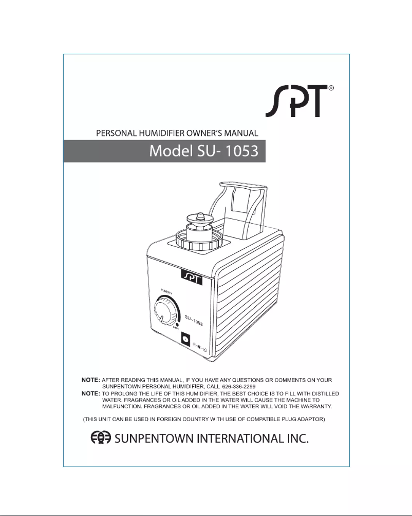Página 1 del manual Manual de usuario SPT SU-1053