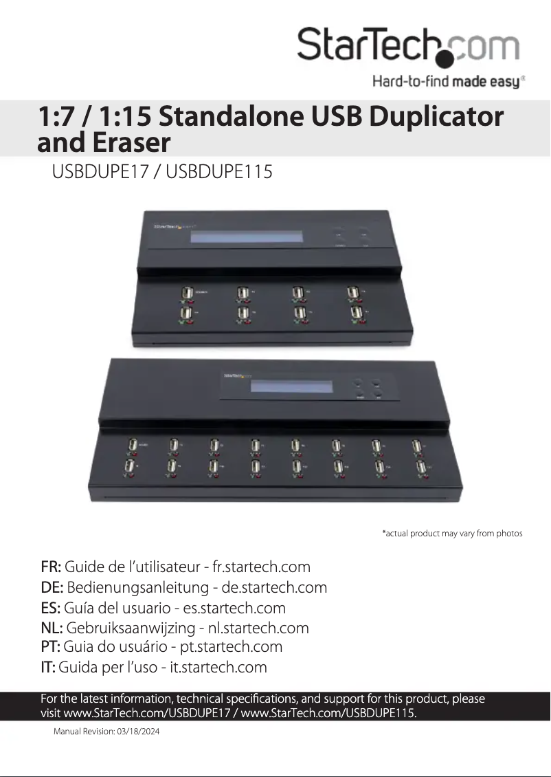 Imagen de la primera página del manual del dispositivo USBDUPE17