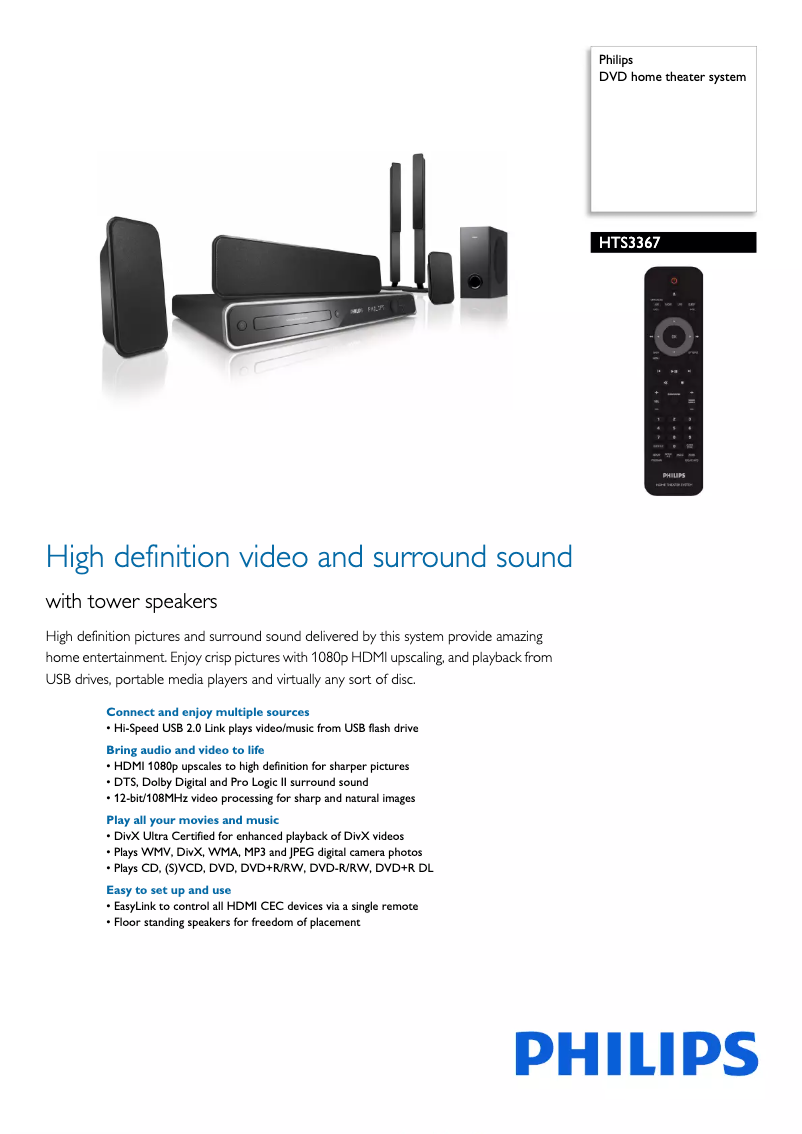 Página 1 del manual Ficha técnica Philips HTS3367