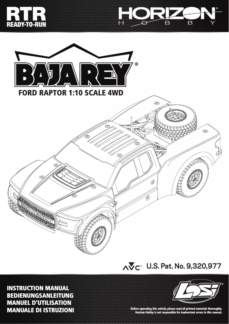 Página 1 del manual Manual de usuario Losi Ford Raptor Baja Rey