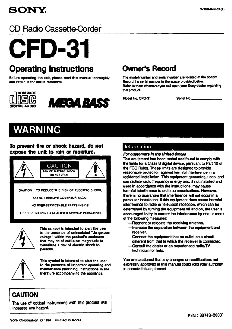 Imagen de la primera página del manual del dispositivo CFD-31