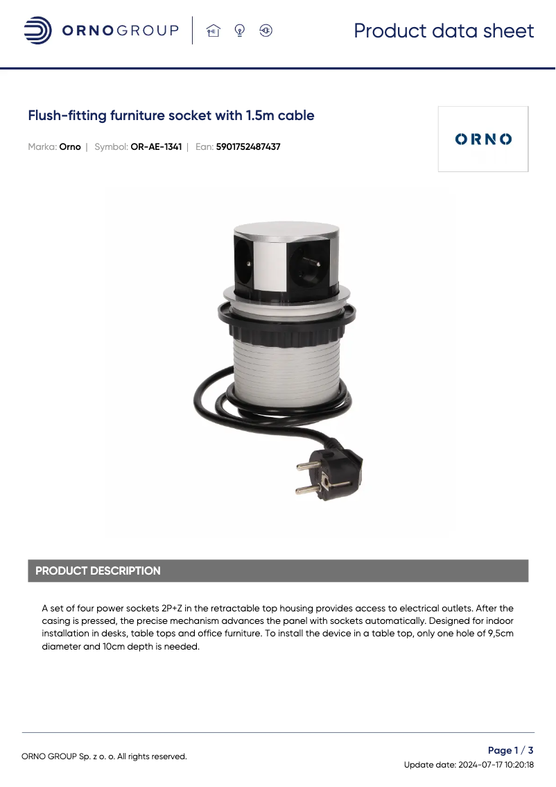 Imagen de la primera página del manual del dispositivo OR-AE-1341