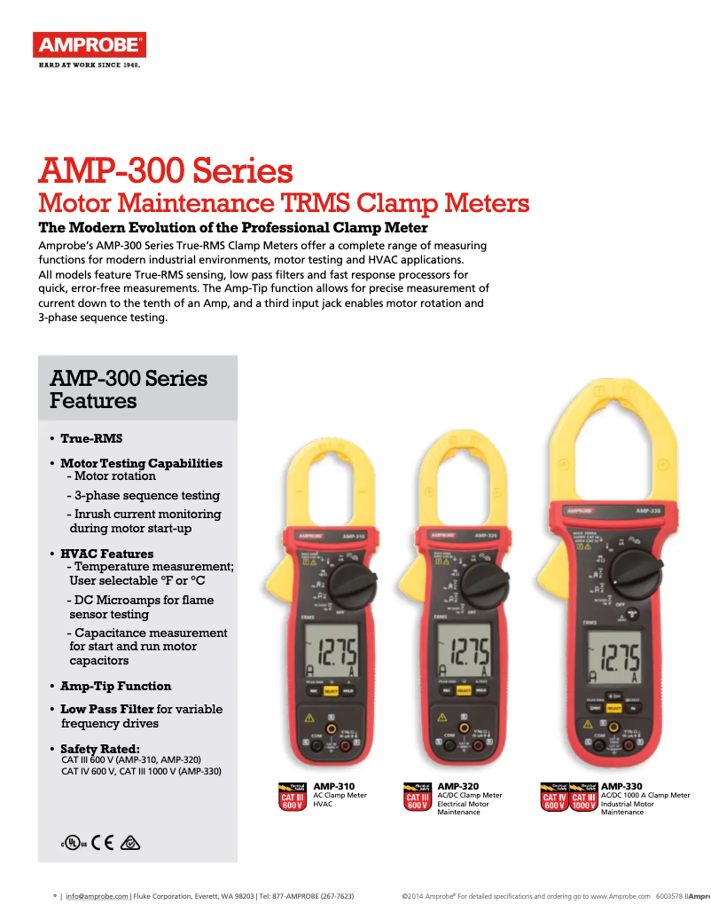 Página 1 del manual Ficha técnica Amprobe AMP-320