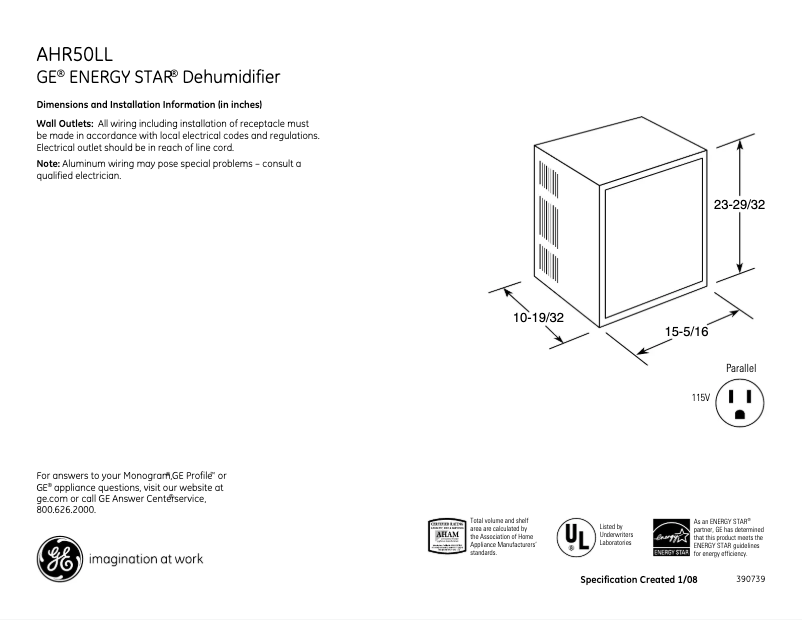 Imagen de la primera página del manual del dispositivo AHR50LL