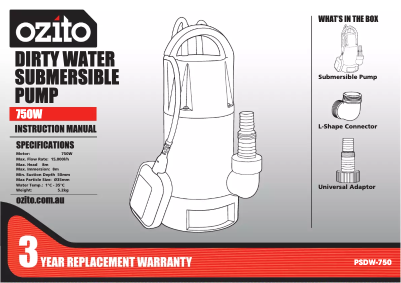 Imagen de la primera página del manual del dispositivo PSDW-750