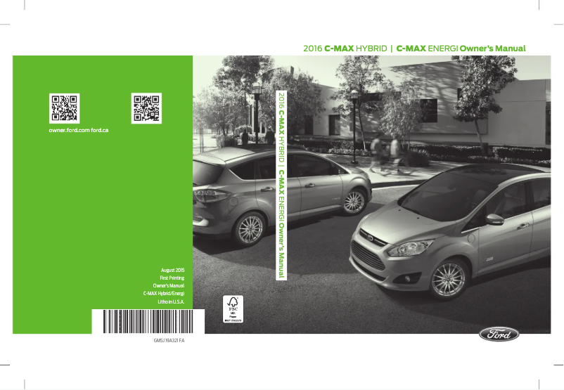 Imagen de la primera página del manual del dispositivo C-Max Energi (2016)