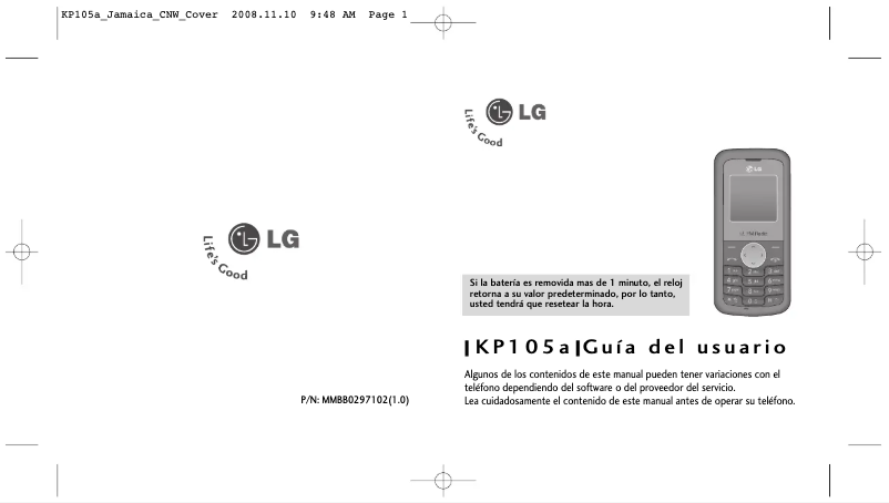 Imagen de la primera página del manual del dispositivo KP105A