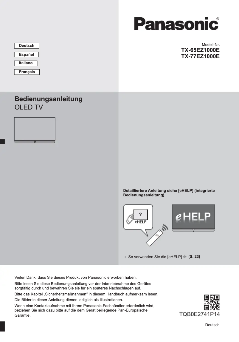 Página 1 del manual Guía de inicio rápido Panasonic TX-77EZ1000E