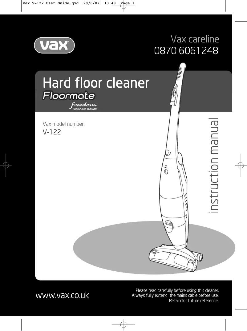 Página nº 1 - Manual de usuario Vax Floormate V-122