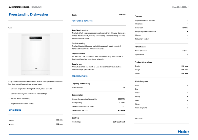Imagen de la primera página del manual del dispositivo HDW13V1W1