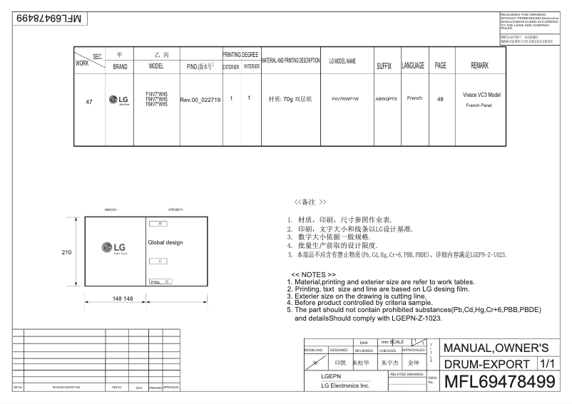 Página 1 del manual Manual de usuario LG F94V71WHS