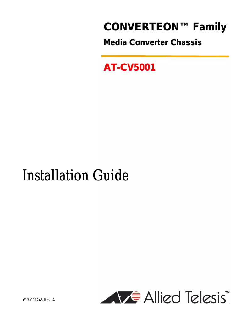 Imagen de la primera página del manual del dispositivo AT-CV5001DC