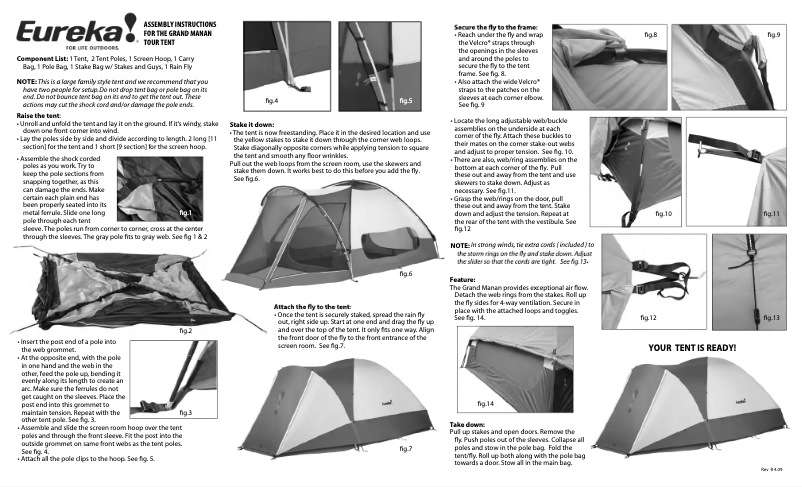 Página nº 1 - Manual de usuario Eureka Grand Manan Tour
