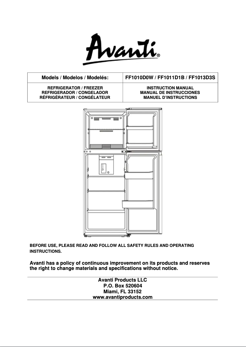 Imagen de la primera página del manual del dispositivo FF1010D0W