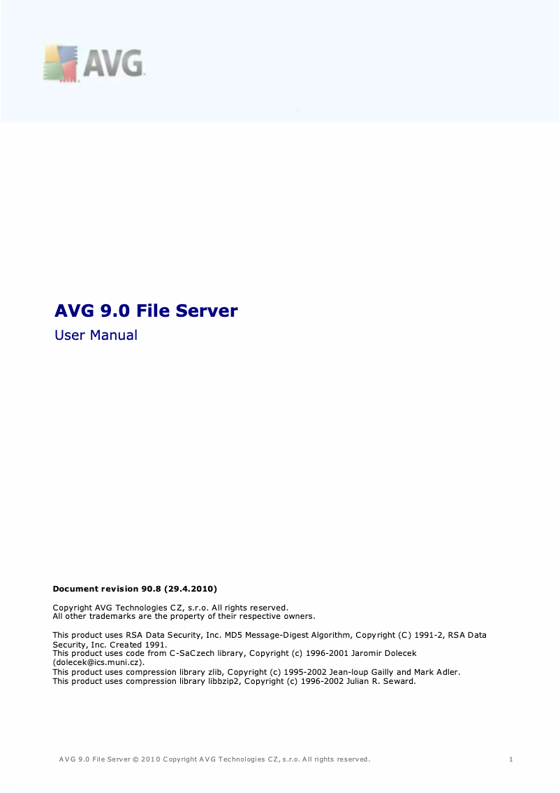 Imagen de la primera página del manual del dispositivo File Server Edition 9.0