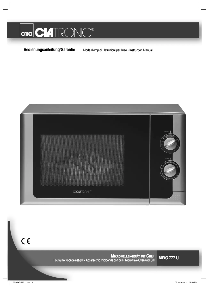 Página 1 del manual Manual de usuario Clatronic MWG 777 U