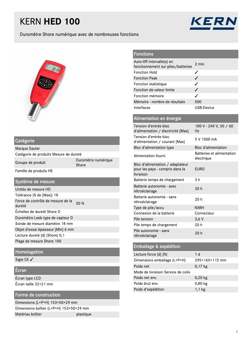 Imagen de la primera página del manual del dispositivo HED 100