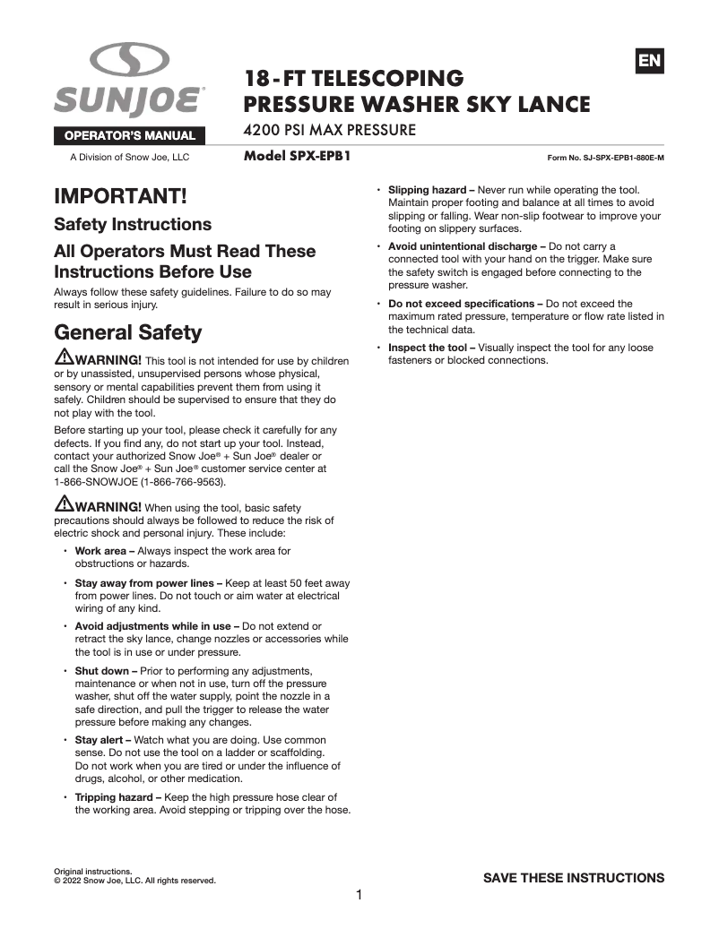 Imagen de la primera página del manual del dispositivo SPX-EPB1
