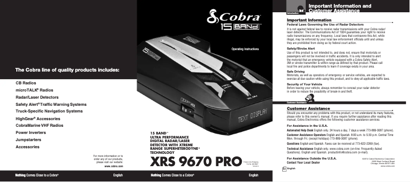 Imagen de la primera página del manual del dispositivo XRS 9670 Pro
