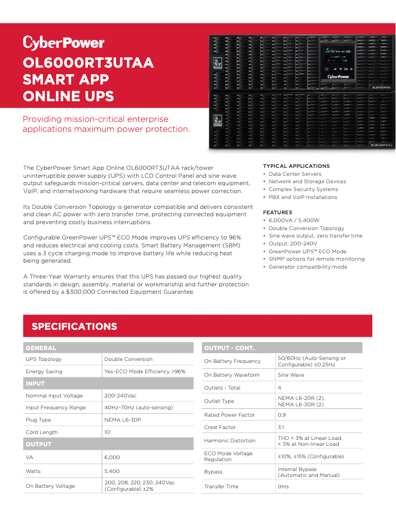 Imagen de la primera página del manual del dispositivo OL6000RT3U