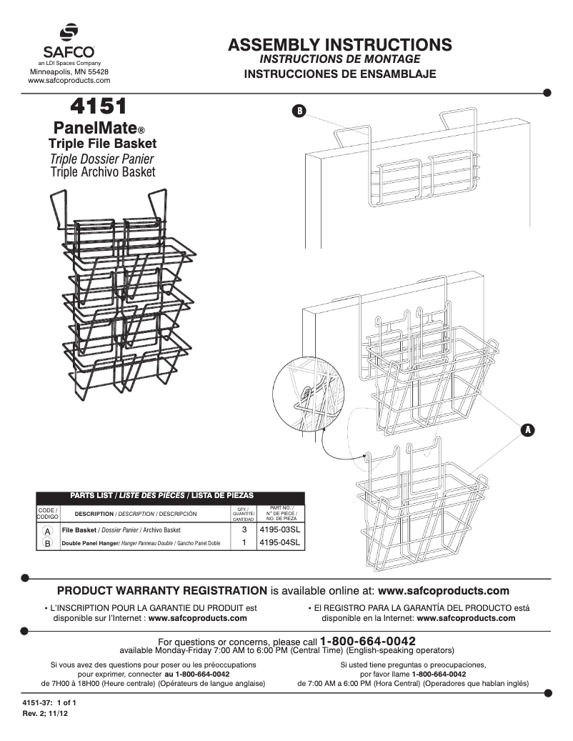Página 1 del manual Manual de usuario Safco PanelMate 4151