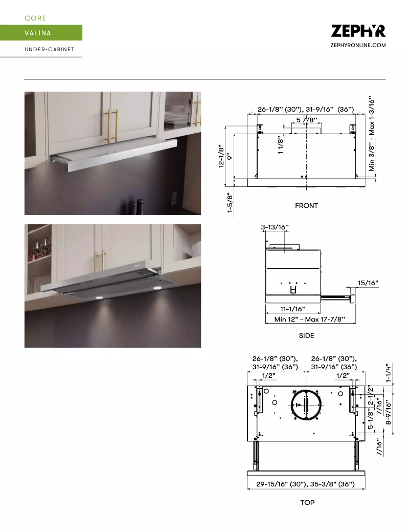 Página 1 del manual Ficha técnica Zephyr ZVA-M90AS290