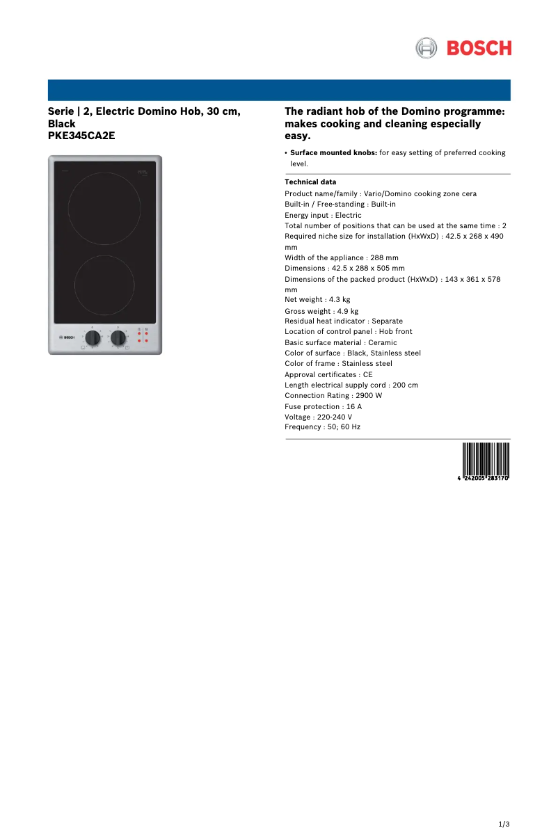 Imagen de la primera página del manual del dispositivo PKE345CA2E