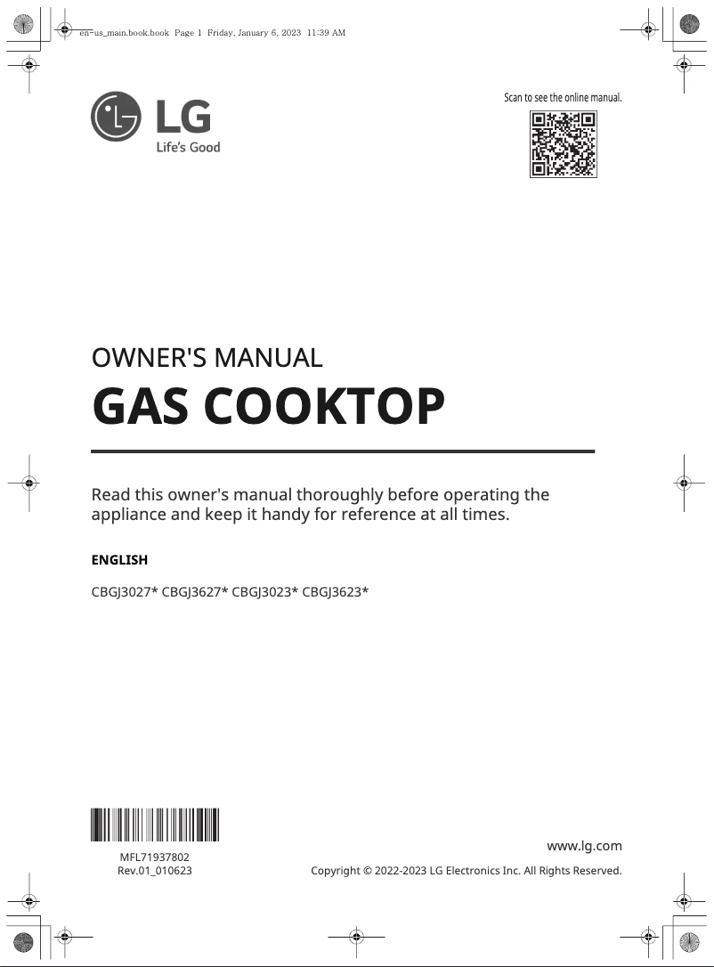 Imagen de la primera página del manual del dispositivo CBGJ3023S