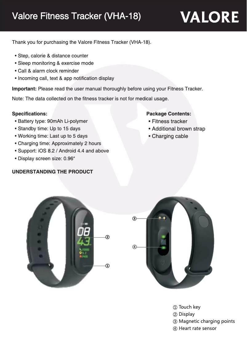 Imagen de la primera página del manual del dispositivo VHA-18