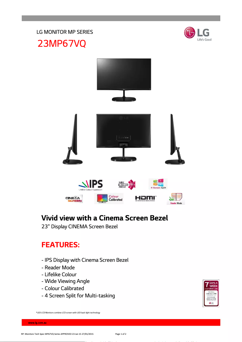 Imagen de la primera página del manual del dispositivo 23MP67VQ-P