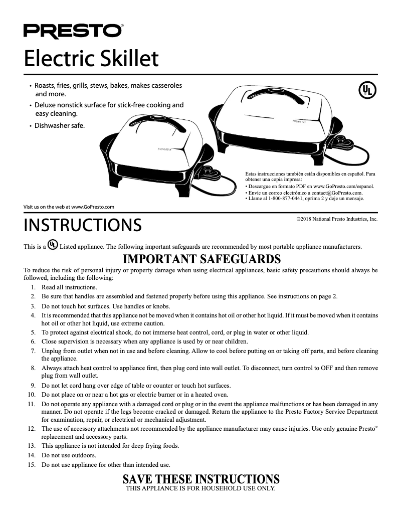 Página 1 del manual Manual de usuario Presto 06620