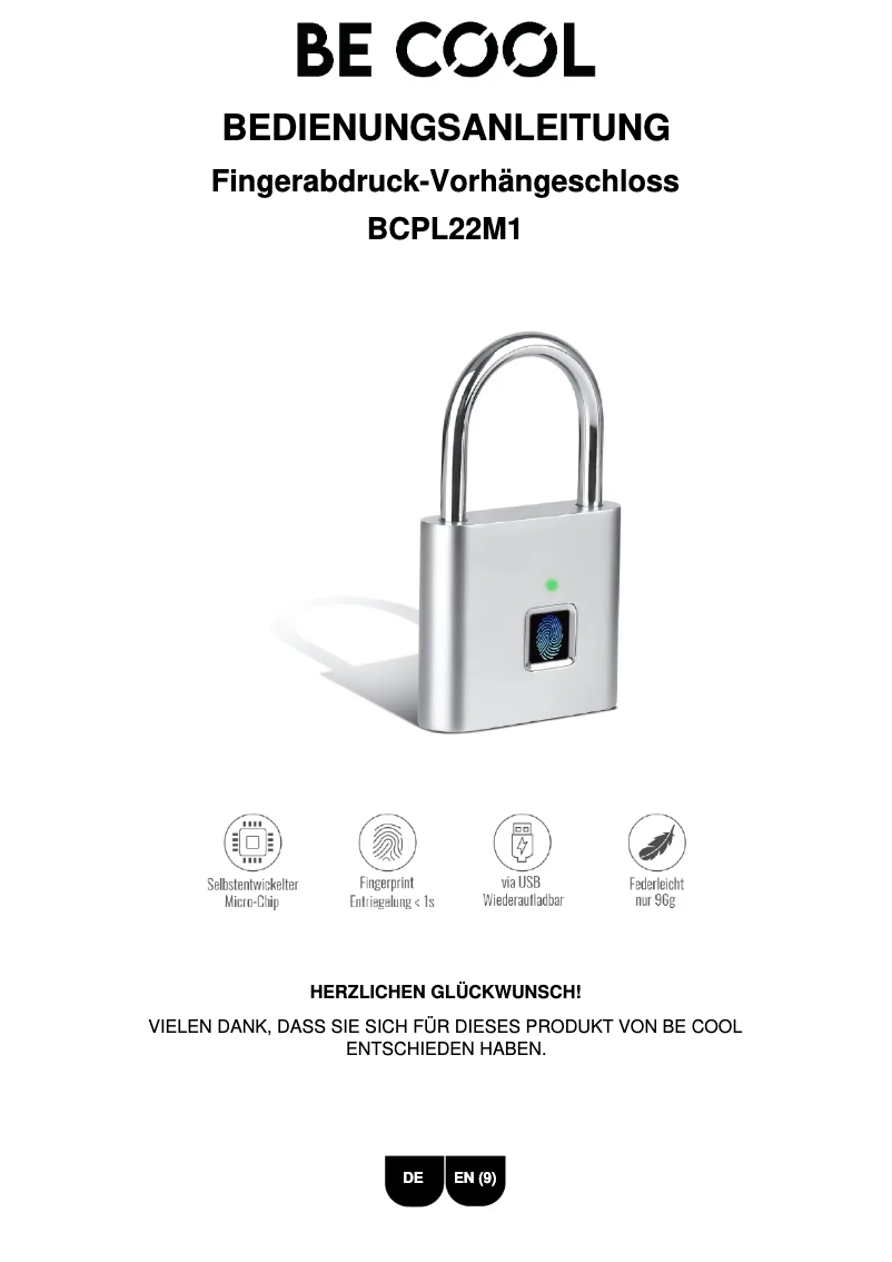 Página 1 del manual Manual de usuario Be Cool BCPL22M1