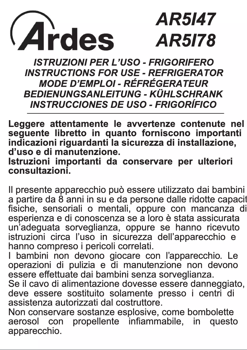 Página nº 1 - Manual de usuario Ardes AR5I78