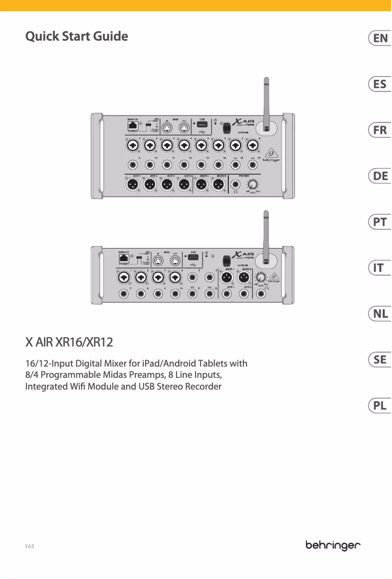 Página 1 del manual Guía de inicio rápido Behringer X Air XR12