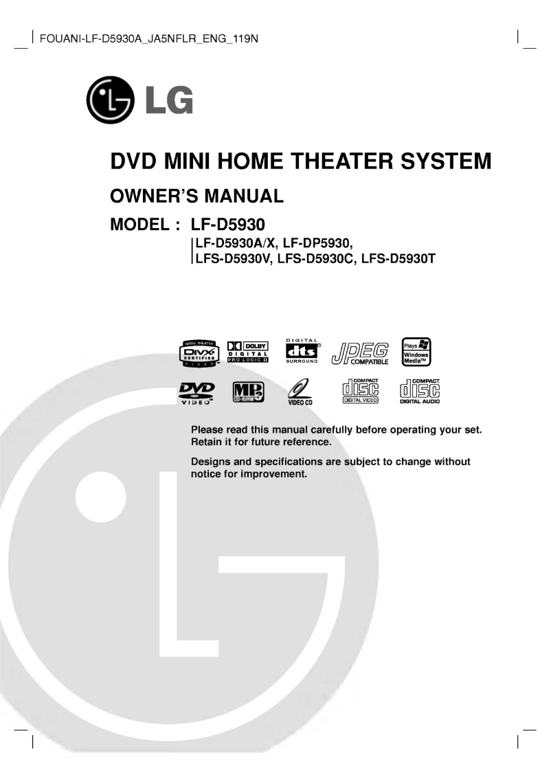 Página nº 1 - Manual de usuario LG LF-DP5930