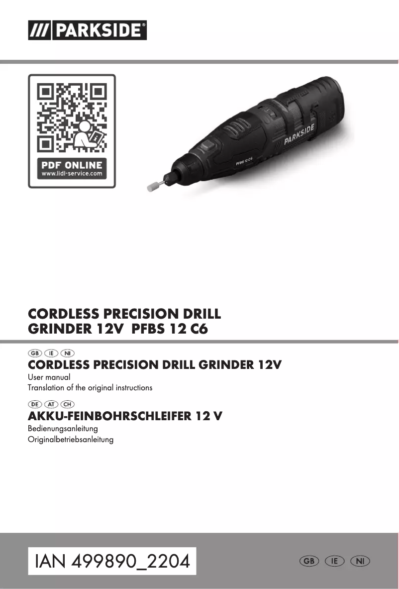 Página 1 del manual Manual de usuario Parkside PFBS 12 C6