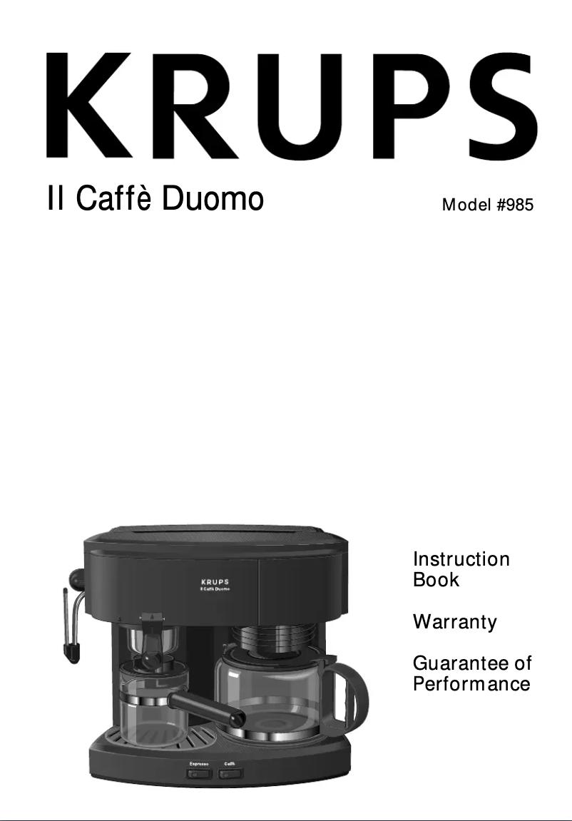 Imagen de la primera página del manual del dispositivo Il Caffè Duomo