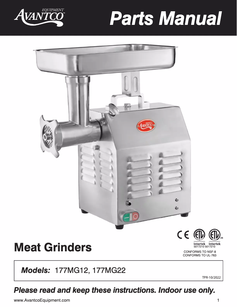 Imagen de la primera página del manual del dispositivo 177MG22