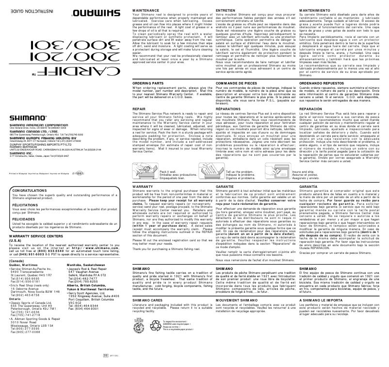 Página nº 1 - Manual de usuario Shimano Cardiff 201