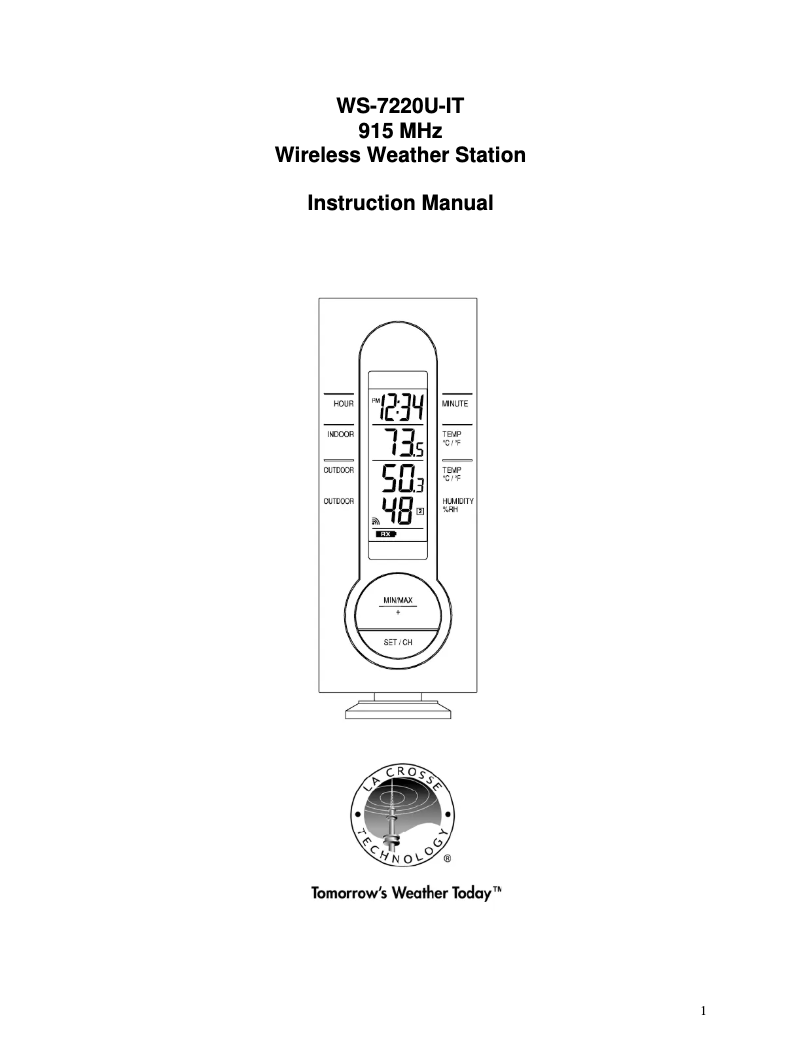Imagen de la primera página del manual del dispositivo WS-7220TWC-IT