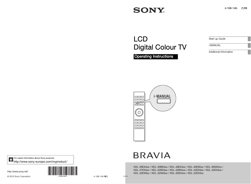 Página 1 del manual Manual de usuario Sony Bravia KDL-26EX301