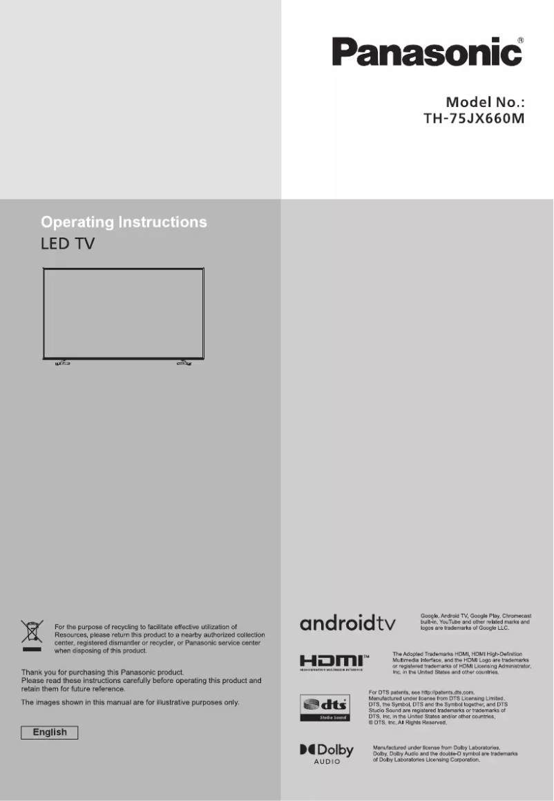 Imagen de la primera página del manual del dispositivo TH-75JX660M