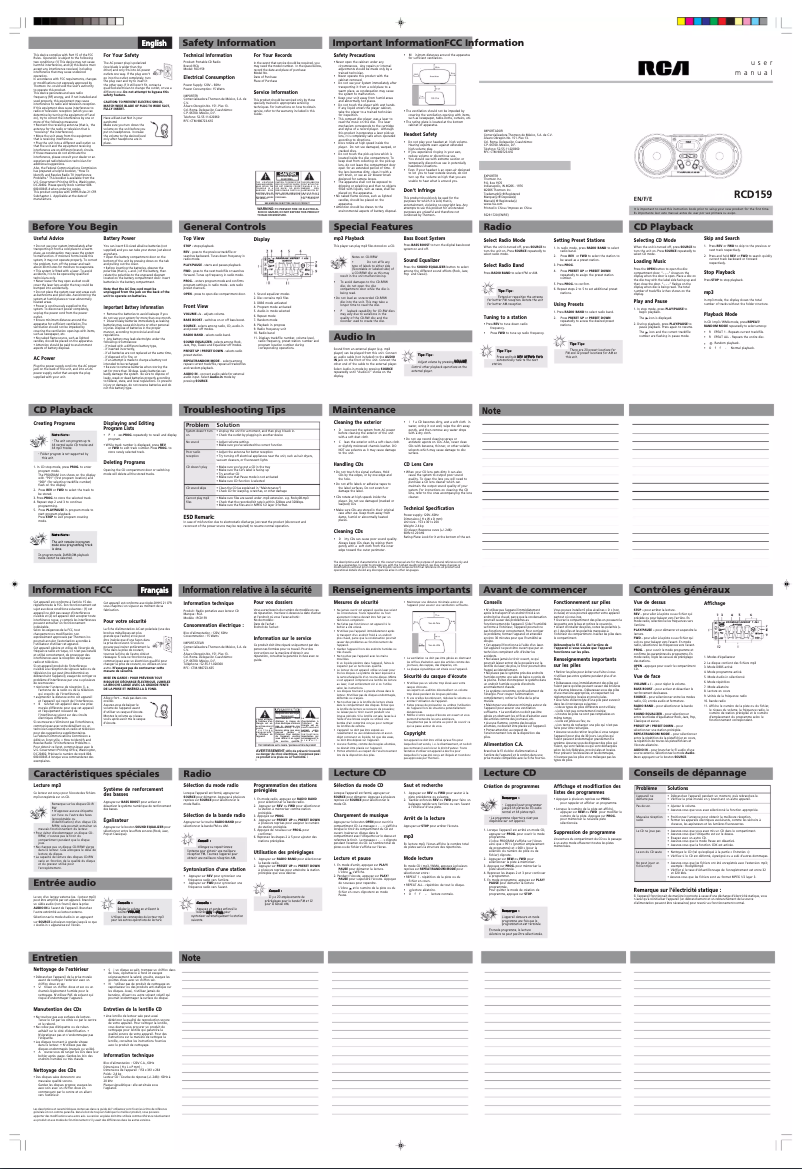 Página 1 del manual Manual de usuario RCA RCD159