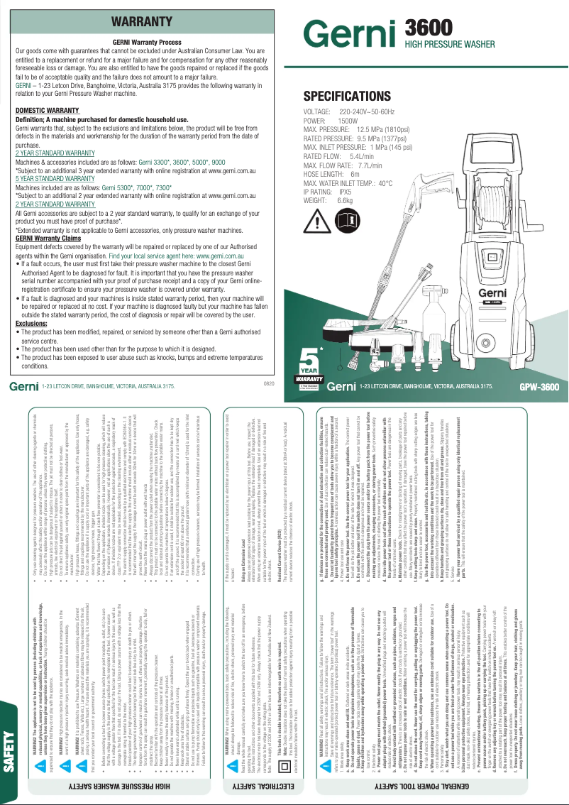 Imagen de la primera página del manual del dispositivo 3600