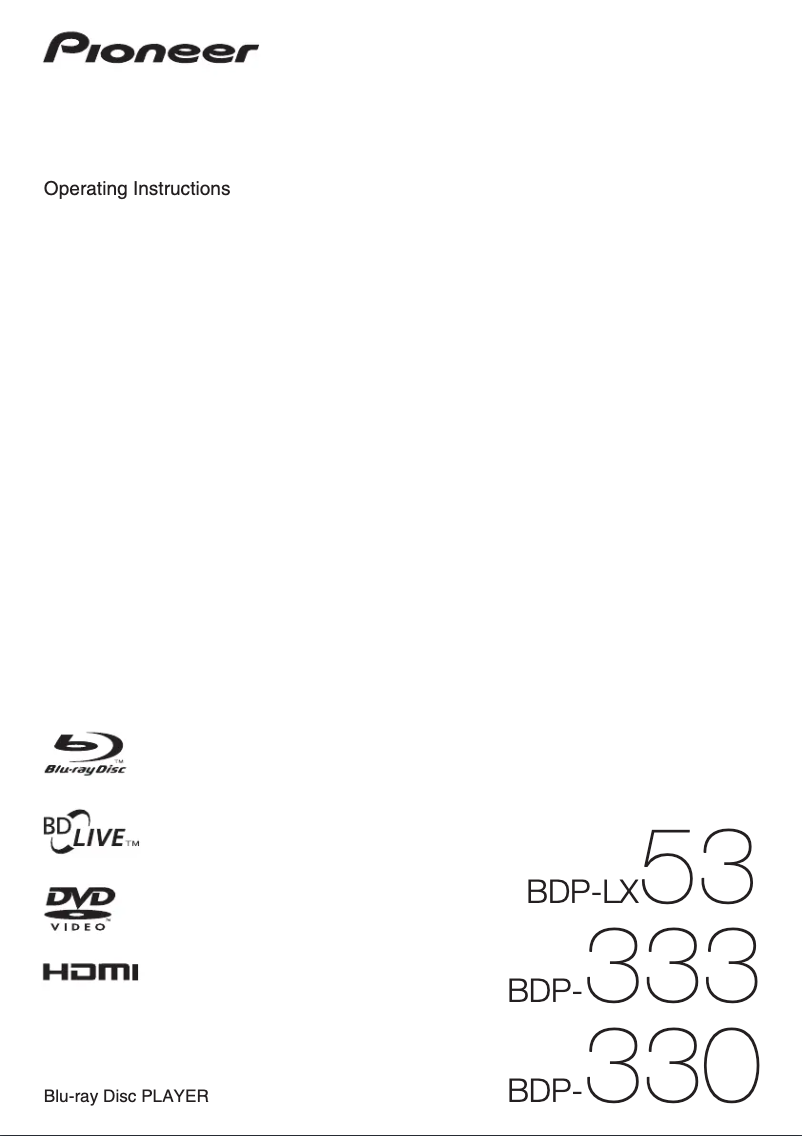 Imagen de la primera página del manual del dispositivo BDP-LX53