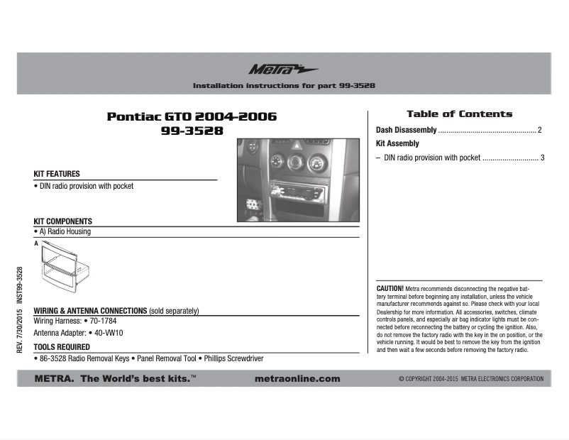 Imagen de la primera página del manual del dispositivo 99-3528