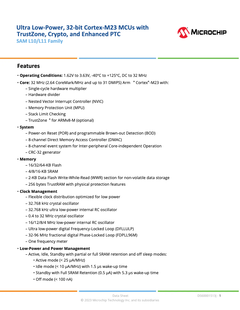 Imagen de la primera página del manual del dispositivo ATSAML11D15A