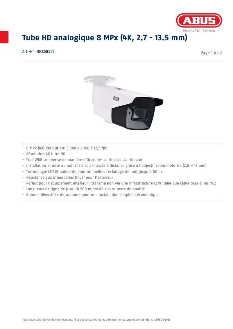 Imagen de la primera página del manual del dispositivo HDCC68551