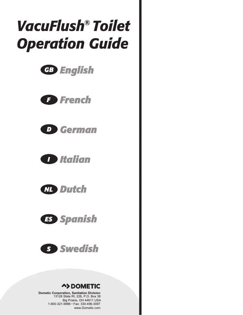 Página nº 1 - Manual de usuario Dometic VacuFlush 5148