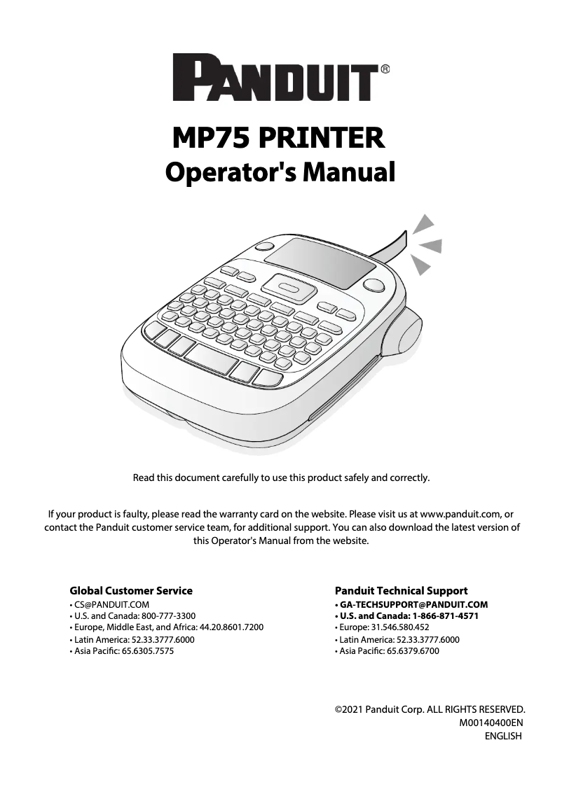 Página 1 del manual Manual de usuario Panduit MP75